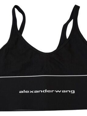 Alexander Wang Black Logo Elasticated-Hem Bralette
